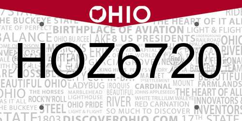 HOZ6720 Ohio License Plate