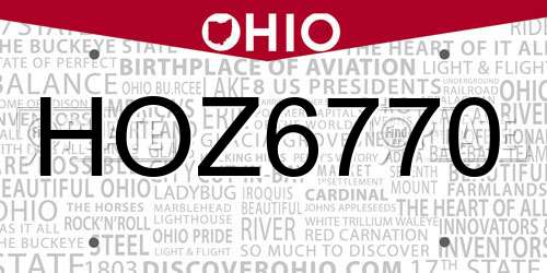 HOZ6770 Ohio License Plate