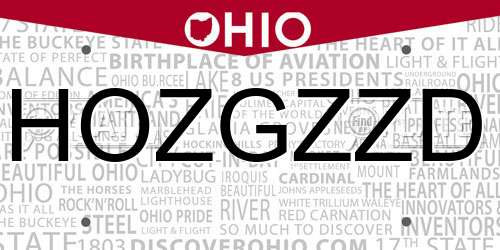 HOZGZZD Ohio License Plate