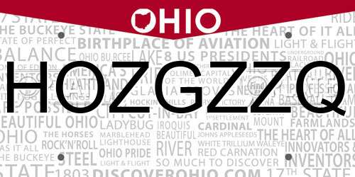 HOZGZZQ Ohio License Plate