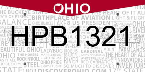 HPB1321 Ohio License Plate