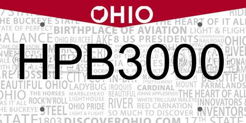 HPB3000 Ohio License Plate