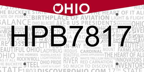 HPB7817 Ohio License Plate