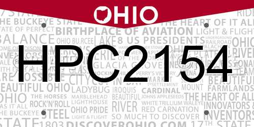 HPC2154 Ohio License Plate