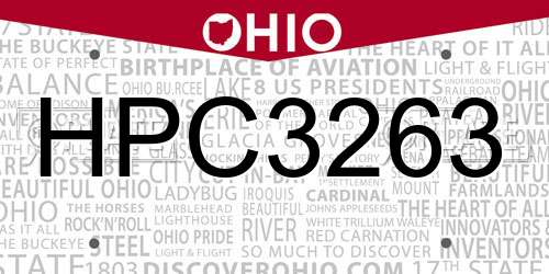 HPC3263 Ohio License Plate