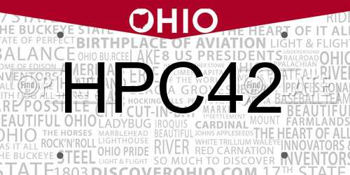 HPC42 Ohio License Plate