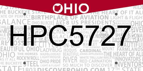 HPC5727 Ohio License Plate