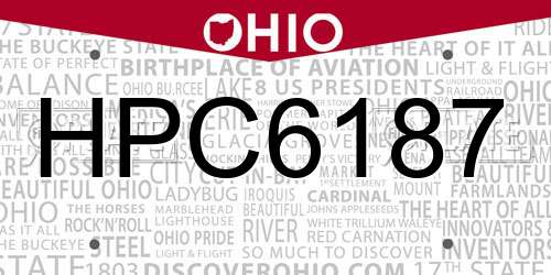 HPC6187 Ohio License Plate
