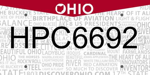 HPC6692 Ohio License Plate