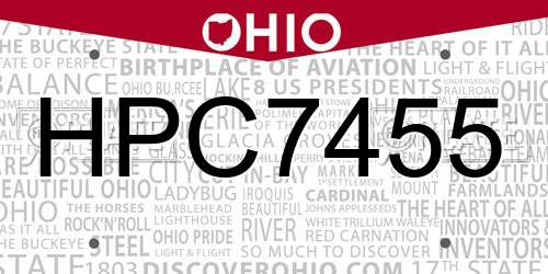 HPC7455 Ohio License Plate
