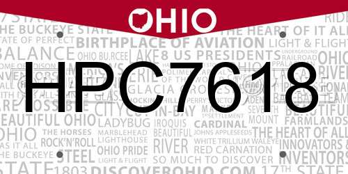 HPC7618 Ohio License Plate