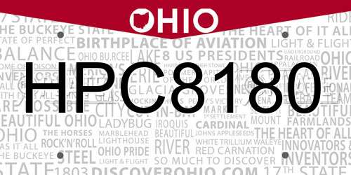 HPC8180 Ohio License Plate