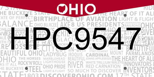 HPC9547 Ohio License Plate