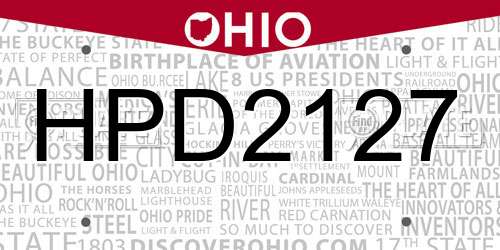 HPD2127 Ohio License Plate