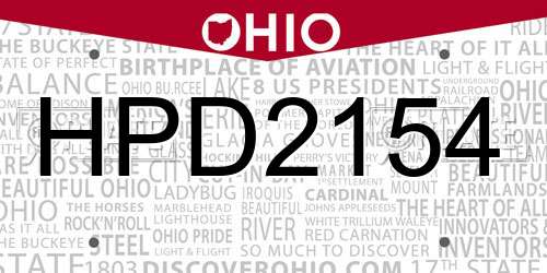 HPD2154 Ohio License Plate