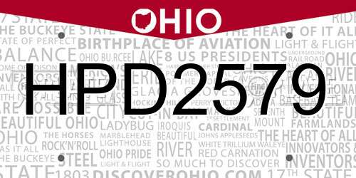 HPD2579 Ohio License Plate
