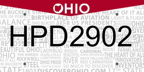 HPD2902 Ohio License Plate