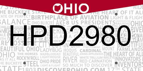 HPD2980 Ohio License Plate