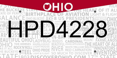 HPD4228 Ohio License Plate