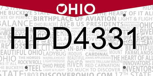HPD4331 Ohio License Plate