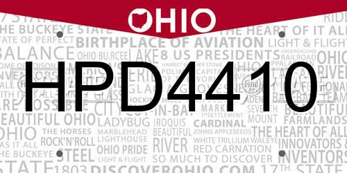 HPD4410 Ohio License Plate