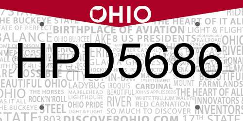 HPD5686 Ohio License Plate