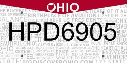 HPD6905 Ohio License Plate