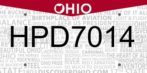 HPD7014 Ohio License Plate