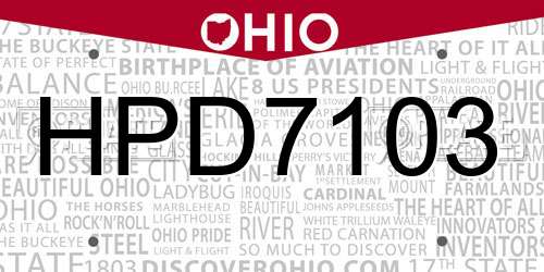 HPD7103 Ohio License Plate