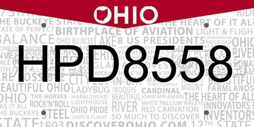 HPD8558 Ohio License Plate