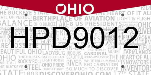 HPD9012 Ohio License Plate