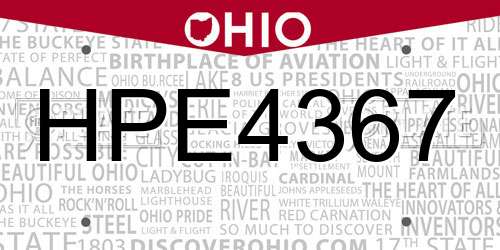 HPE4367 Ohio License Plate