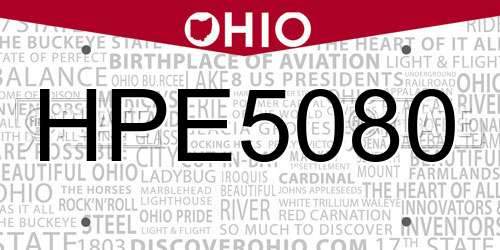 HPE5080 Ohio License Plate