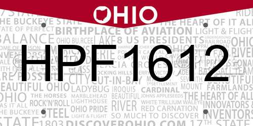 HPF1612 Ohio License Plate