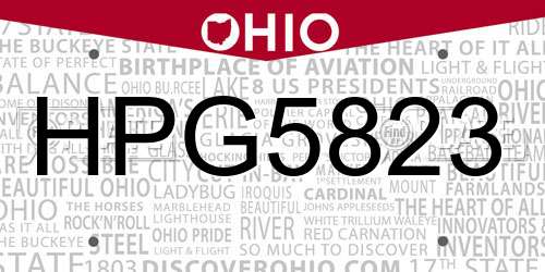 HPG5823 Ohio License Plate