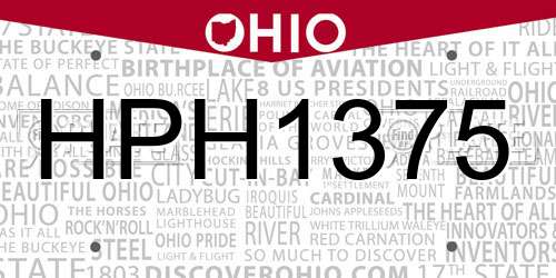 HPH1375 Ohio License Plate
