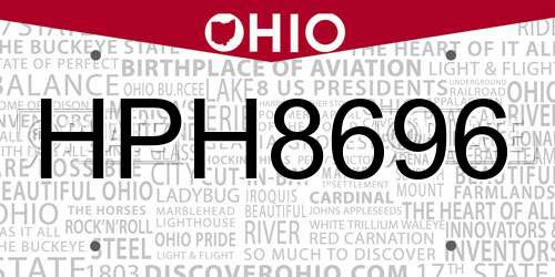 HPH8696 Ohio License Plate