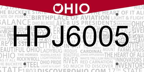 HPJ6005 Ohio License Plate