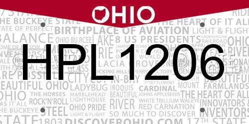HPL1206 Ohio License Plate