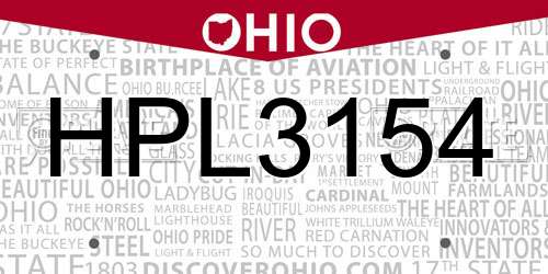 HPL3154 Ohio License Plate