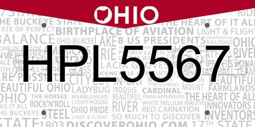 HPL5567 Ohio License Plate