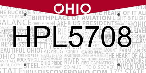 HPL5708 Ohio License Plate