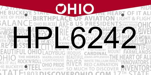 HPL6242 Ohio License Plate