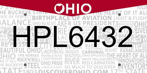 HPL6432 Ohio License Plate