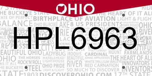 HPL6963 Ohio License Plate