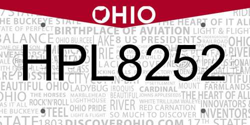 HPL8252 Ohio License Plate