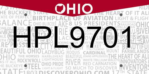 HPL9701 Ohio License Plate
