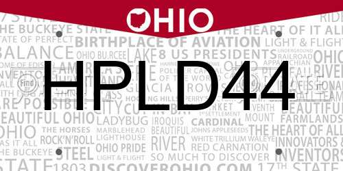 HPLD44 Ohio License Plate