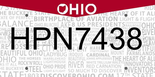 HPN7438 Ohio License Plate