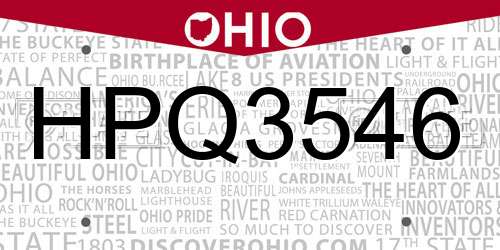 HPQ3546 Ohio License Plate